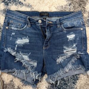 Judy Blue Frayed Blue Denim Shorts